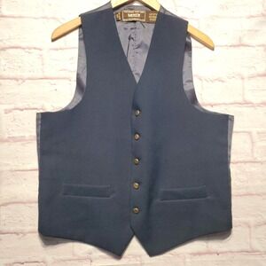 VTG Levis Action Suit Sportswear Tailored Vest Mens Large Blue Waistcoat 70s 80s